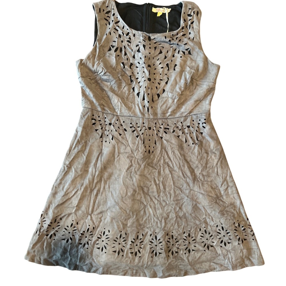 ARYEH Suede Cutout A-Line Dress‎ XL Grey Style DRW26019 Sheath